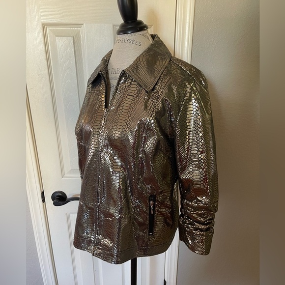 Multiples Bronze Metallic 3/4 Sleeve Jacket Size XL - Picture 5 of 6